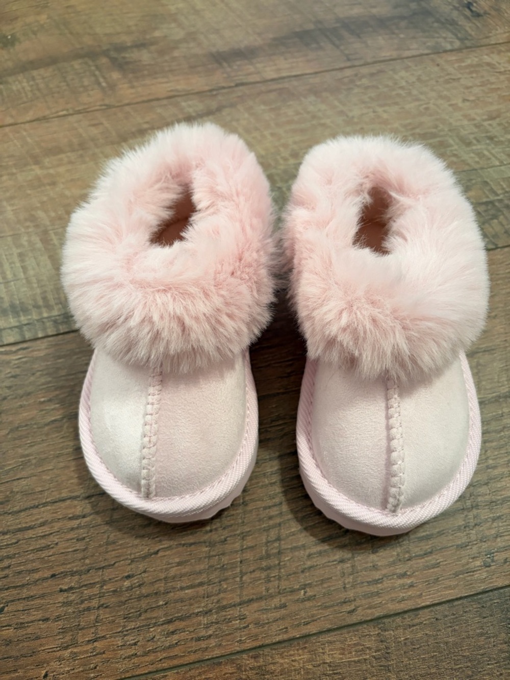 wonder nation Pink Faux-Fur Baby Slippers